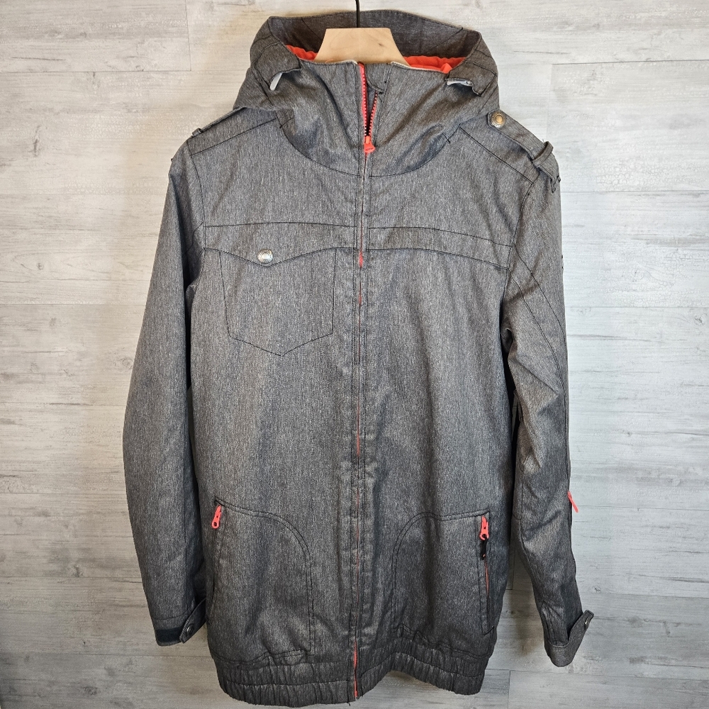 DC Women's Gray Ski Snow Jacket with Red Accents